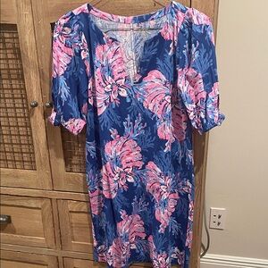 Lilly Pulitzer Blue and Pink Long Sleeve Dress NWOT